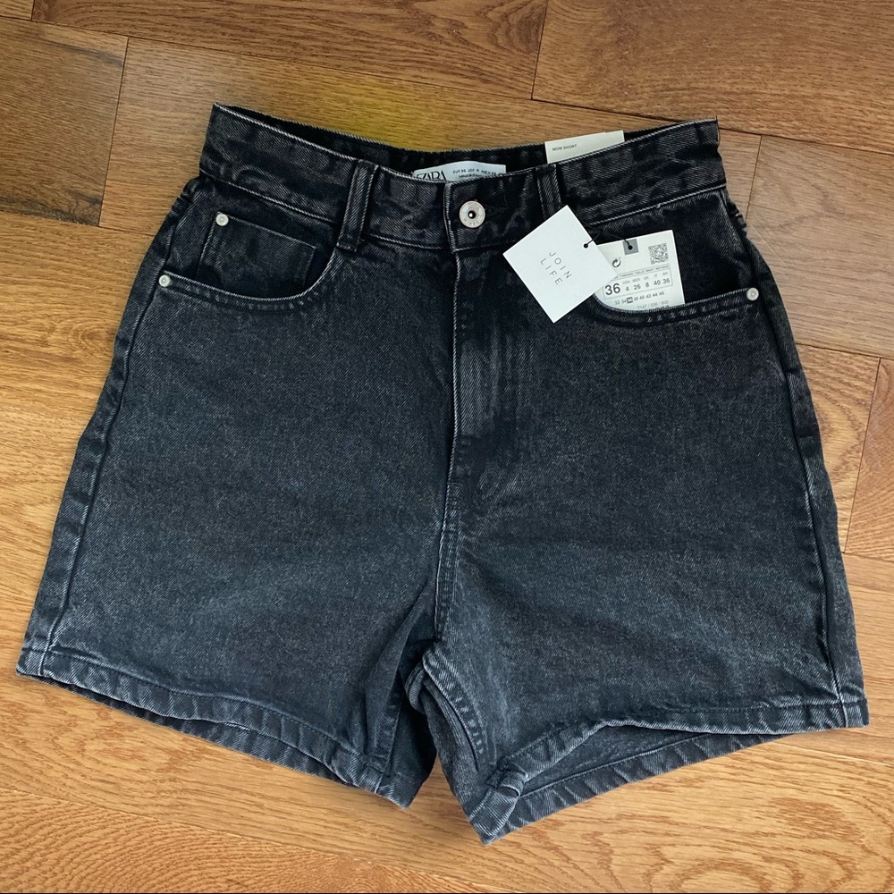 zara black mom short